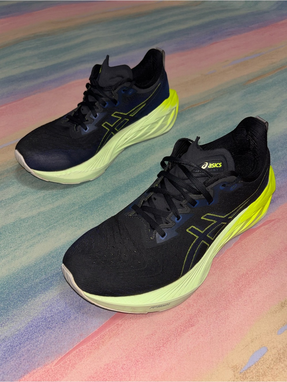 Asics Novablast 4 Men's Running Shoes Sneakers Size 10 Black Volt Green